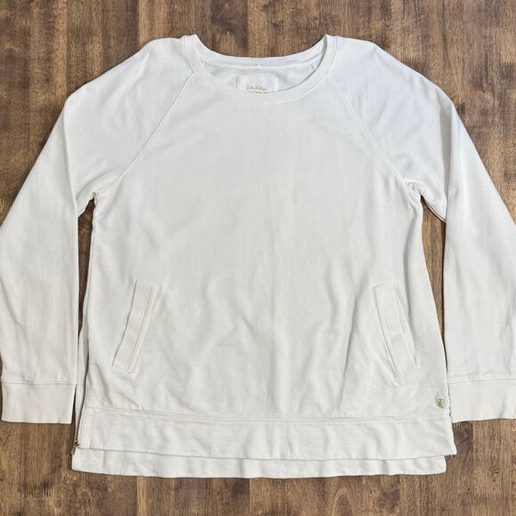 Lilly Pulitzer Luxletic Beach Comber Pullover Sweatshirt Boat Neck White Size XL - Picture 3 of 10